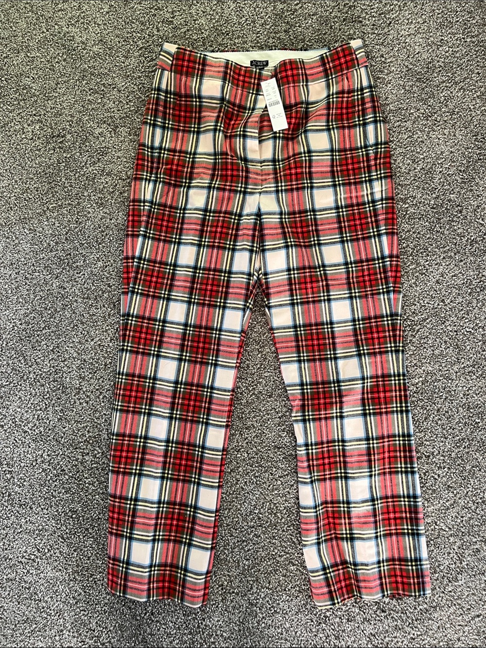 J. Crew Red Cream and Black Plaid Cropped Pants